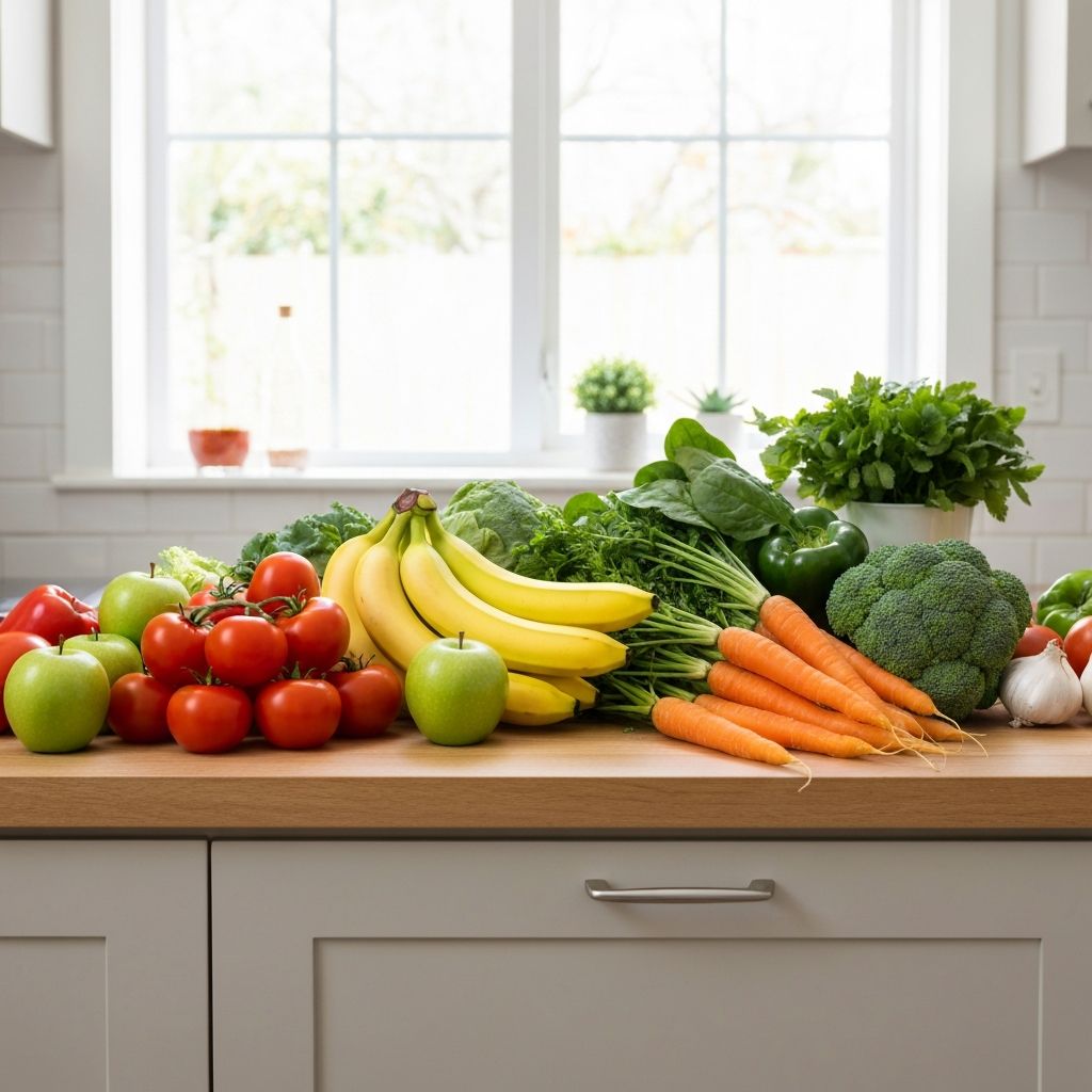 Mesa con alimentos frescos